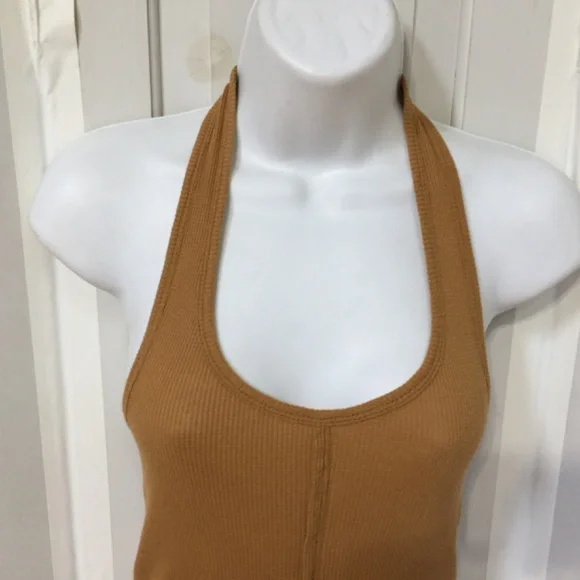 Anthropologie We the Free Tan Ribbed Halter Tank Top - Picture 5 of 14